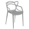 Fabulaxe Mid-Century Modern Style Stackable Plastic Molded Arm Chair with Entangled Open Back, Gray QI003750.GY